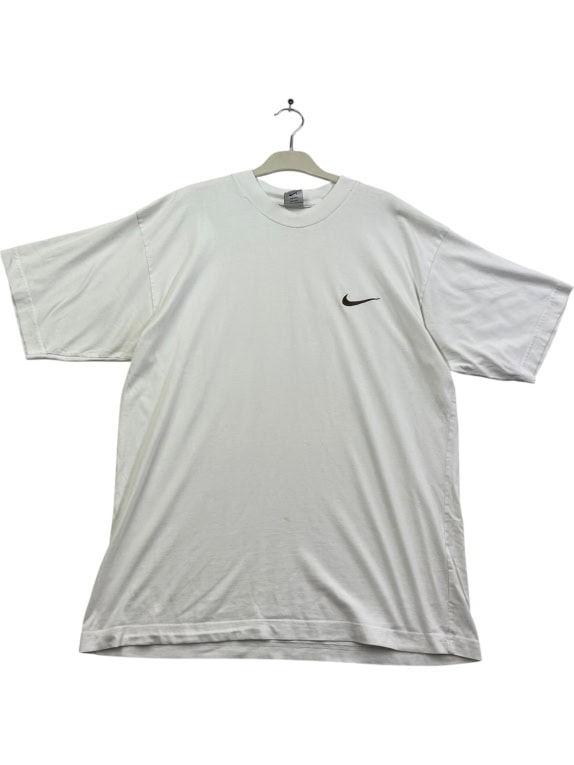 Nike White T-Shirt Basic Mini Swoosh Logo Size M