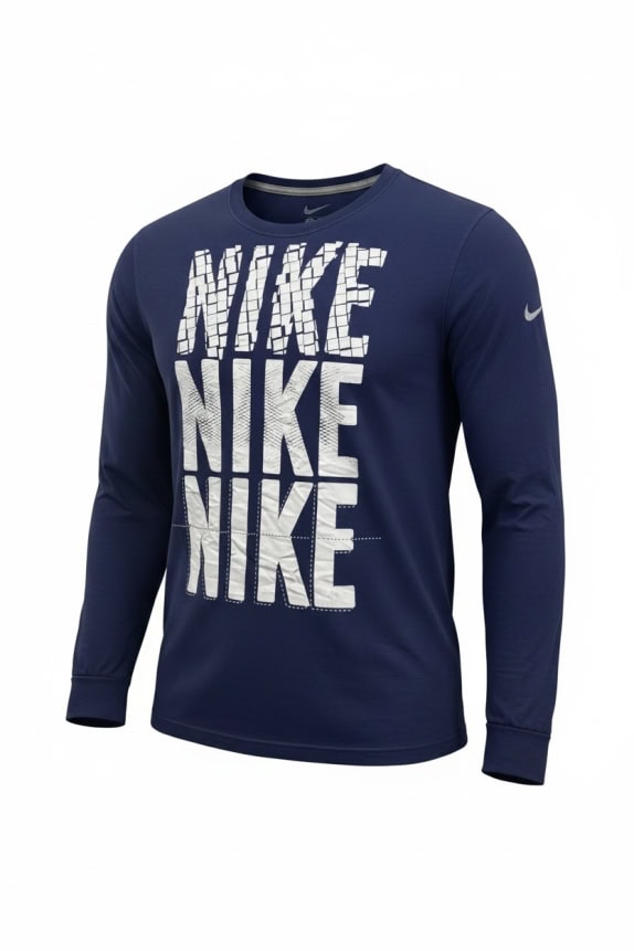 NIKE LONG SLEEVE T-SHIRT BIG LOGO BLUE UNISEX L