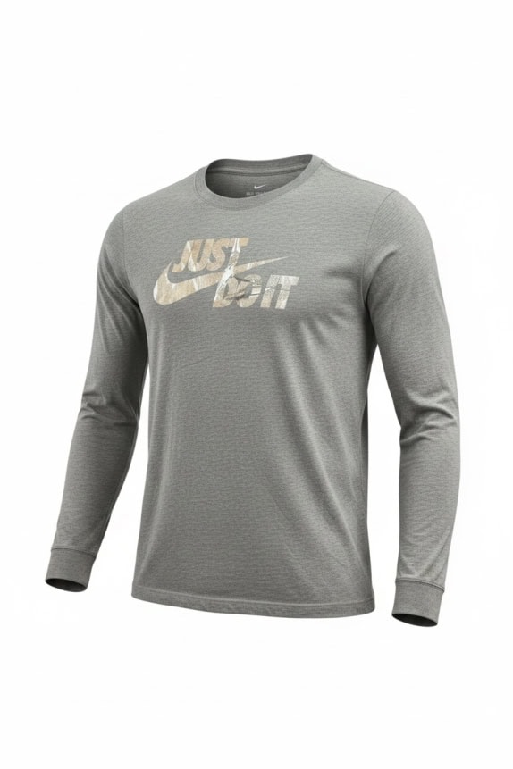 NIKE LONG SLEEVE T-SHIRT "JUST DO IT" LOGO GREY UNISEX L