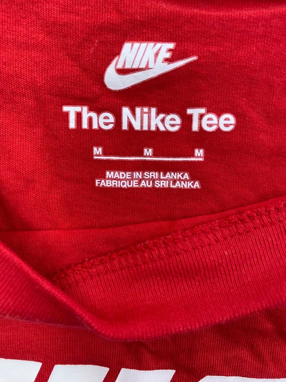 NIKE T-SHIRT VINTAGE STYLE LOGO RED MENS M