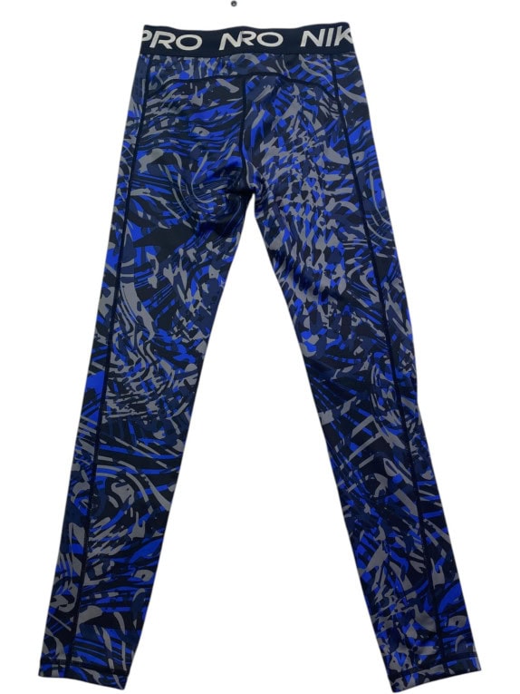 NIKE PRO COMPRESSION TIGHTS ATHLETIC GRAPHIC BLUE BLACK MEN PRE OWNED S