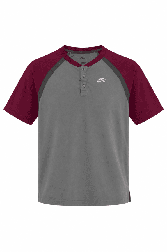 NIKE SB POLO SHIRT STREETWEAR GREY AND BURGUNDY MEN PRE OWNED S