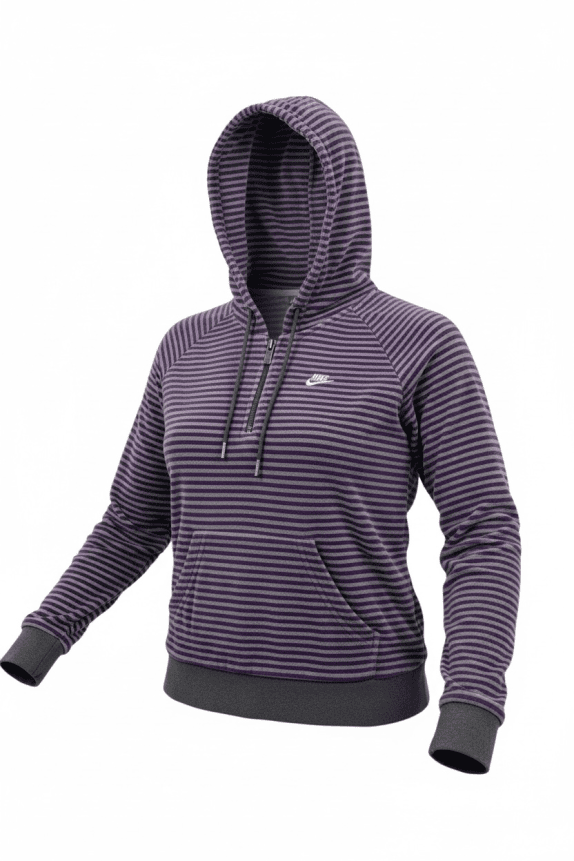 NIKE Sportswear Felpa con cappuccio a righe con logo viola grigio da donna M