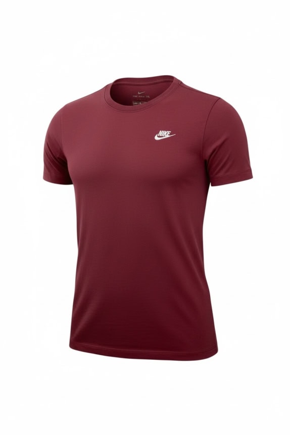 NIKE T-SHIRT CASUAL WITH EMBROIDERED LOGO BURGUNDY MEN'S MEDIUM