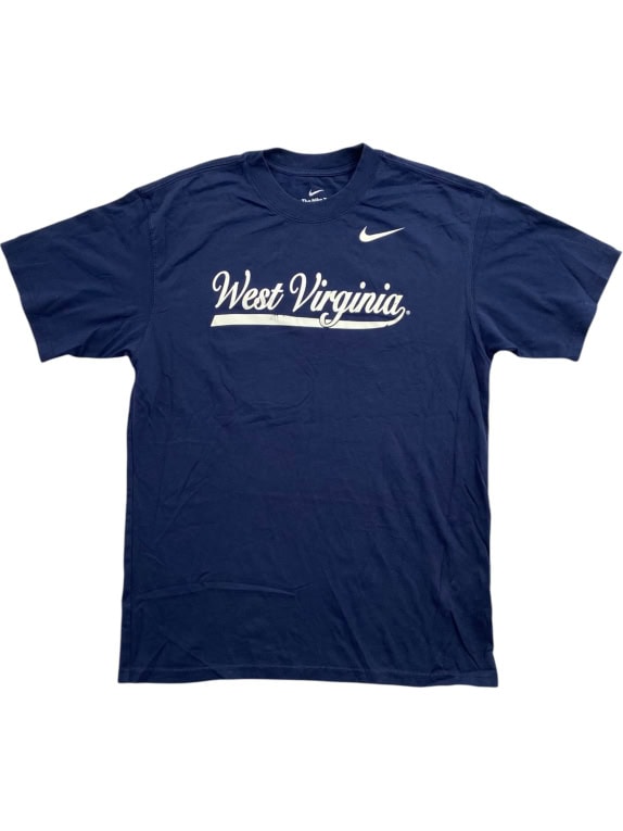 NIKE T-SHIRT VINTAGE STYLE WEST VIRGINIA ΛΟΓΟΤΥΠΟ ΜΠΛΕ ΣΚΟΥΡΟ UNISEX MEDIUM preowned