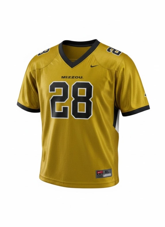 NIKE TEAM MISSOURI T-SHIRT VINTAGE CON LOGO E NUMERO 28 ORO/GIALLO UNISEX XL