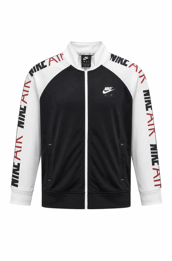 NIKE TRACK JACKET STREETWEAR BLACK WHITE MALE PRE OWNED L