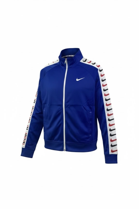 NIKE Giacca felpa con nastro logo blu unisex S