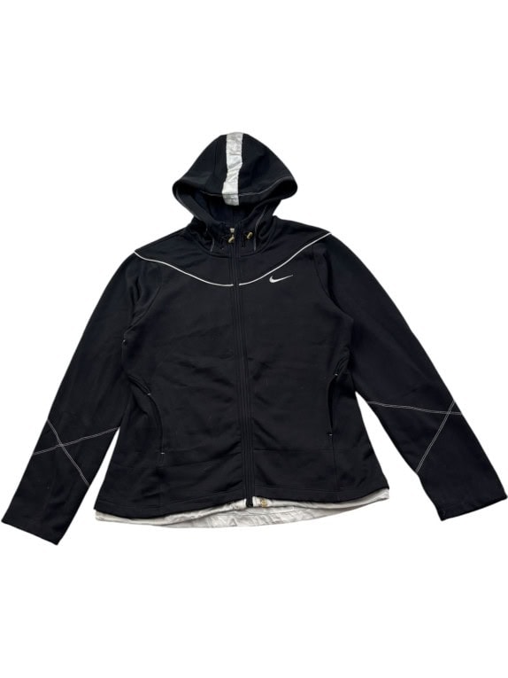 NIKE ZIP HOODIE SPORTSWEAR BLACK WOMENS PRE OWNED L
