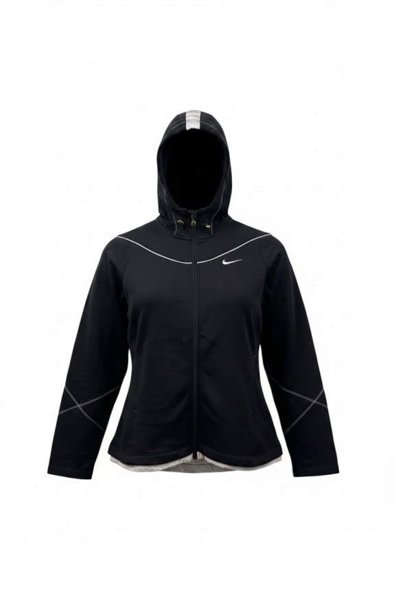 NIKE ZIP HOODIE SPORTSWEAR BLACK WOMENS PRE OWNED L