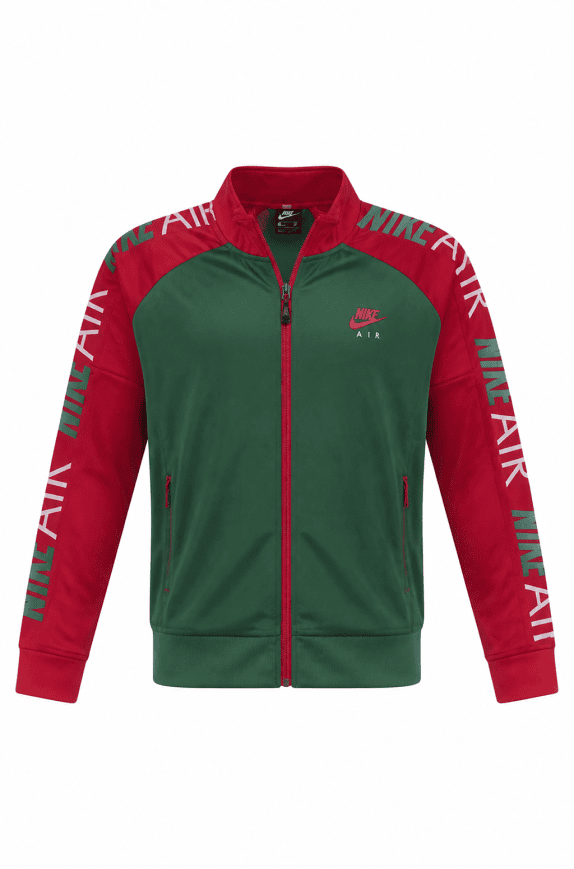 NIKE ZIP HOODIE STREETWEAR ROSSO E VERDE UOMO PRE OWNED M