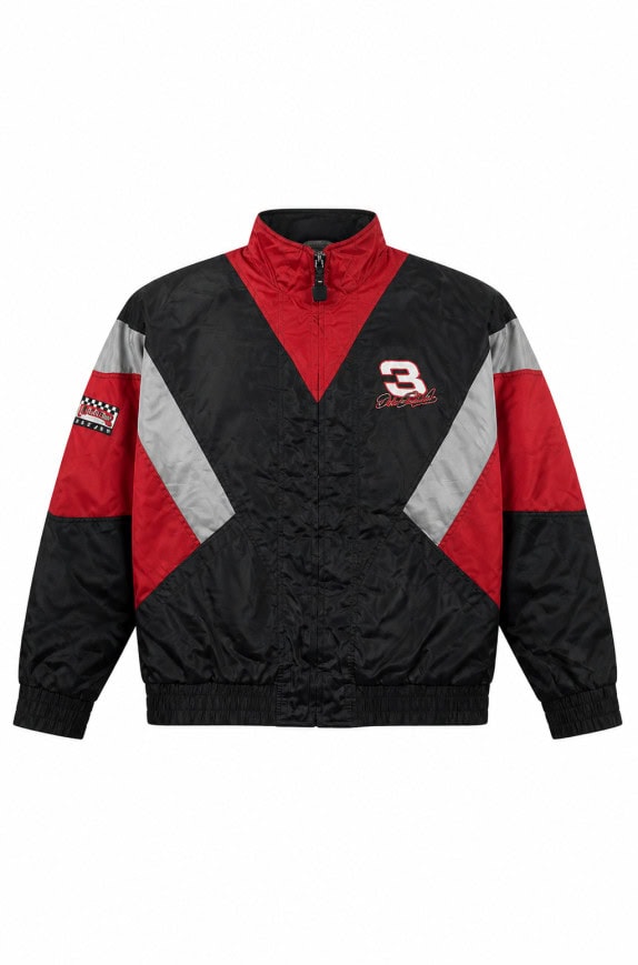 NO FEAR RACING JACKET RETRO BLACK RED MENS PRE OWNED