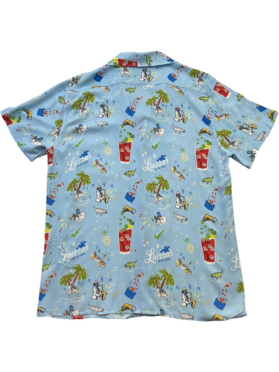 NOLA DAWG HAWAIIAN SHIRT PRINT BLUE MENS PRE OWNED M