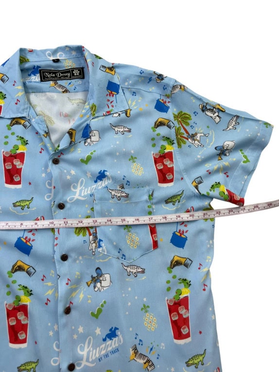 NOLA DAWG HAWAIIAN SHIRT PRINT BLUE MENS PRE OWNED M