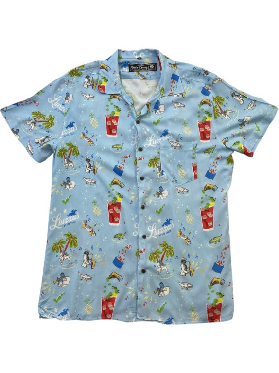 NOLA DAWG HAWAIIAN SHIRT PRINT BLUE MENS PRE OWNED M