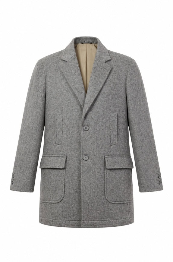 VINTAGE CAPPOTTO GRIGIO UOMO PRE OWNED L 90S
