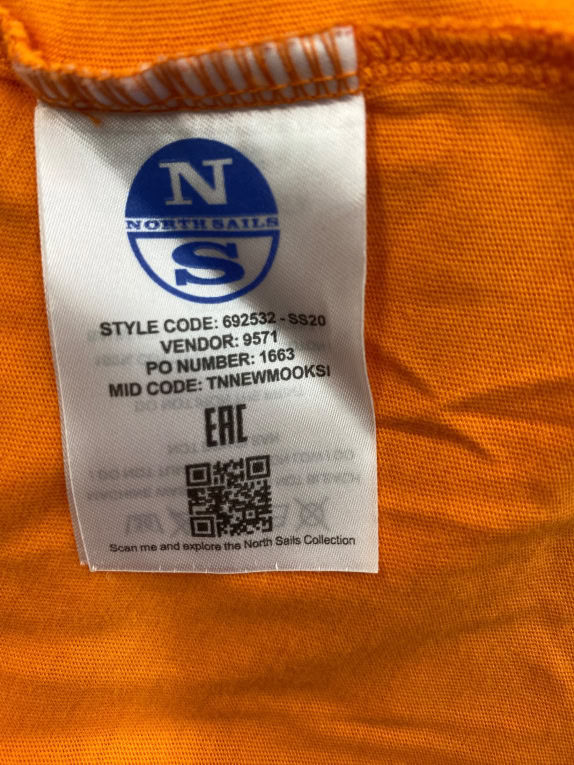 NORTH SAILS T-SHIRT REGULAR FIT LOGO ARANCIONE UOMO M