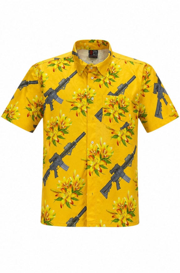 OAF NATION CAMICIA GRAPHIC GIALLO UOMO PRE OWNED 4XL