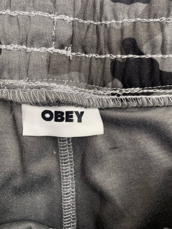OBEY JOGGER PANTS CAMOUFLAGE WITH CUFFS GREY MEN'S L