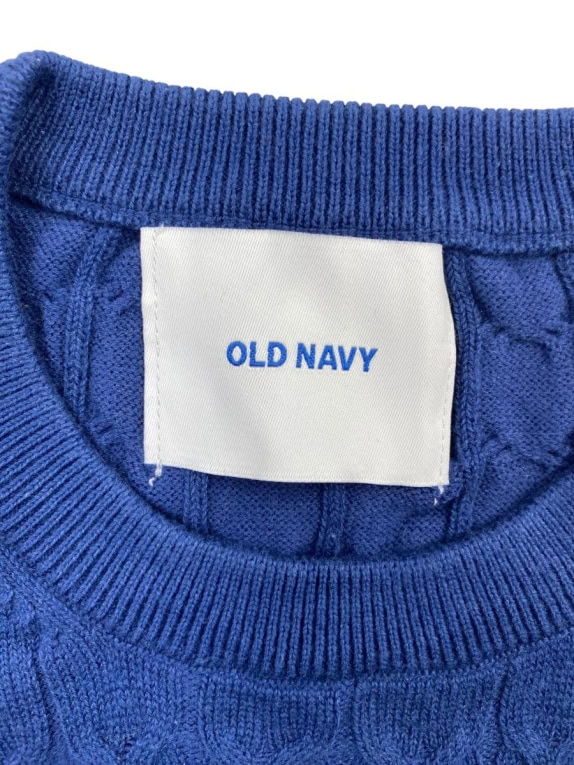OLD NAVY Maglione lavorato a trecce con etichetta logo blu da uomo L