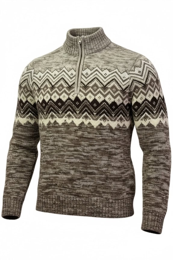 OLD NAVY ΠΛΕΚΤΟ ΠΟΥΛΟΒΕΡ FAIR ISLE ΜΠΕΖ ΚΑΦΕ ΑΝΤΡΙΚΟ PRE OWNED M