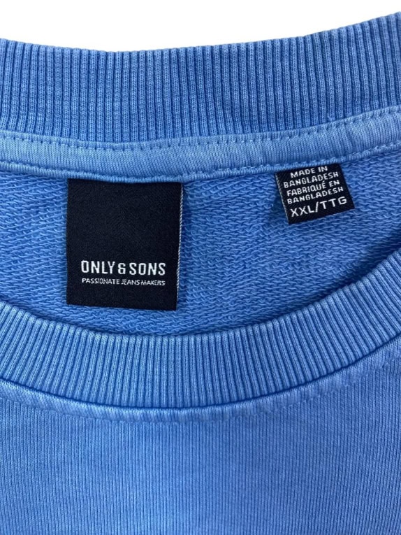 ONLY & SONS SWEATSHIRT CASUAL PATCH LOGO BLUE MEN'S XXL