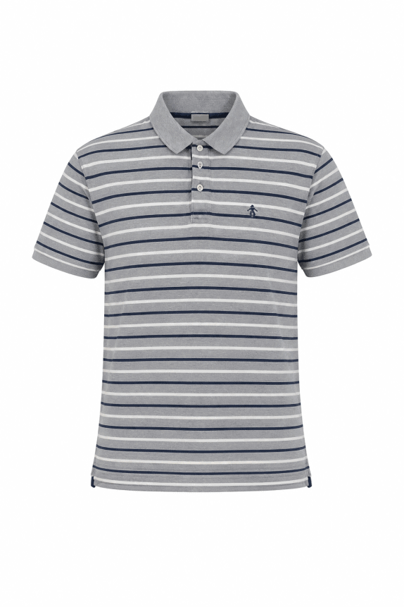 BROOKS BROTHERS POLO SHIRT STRIPED GREY BLUE ANTRIKO PRE OWNED L