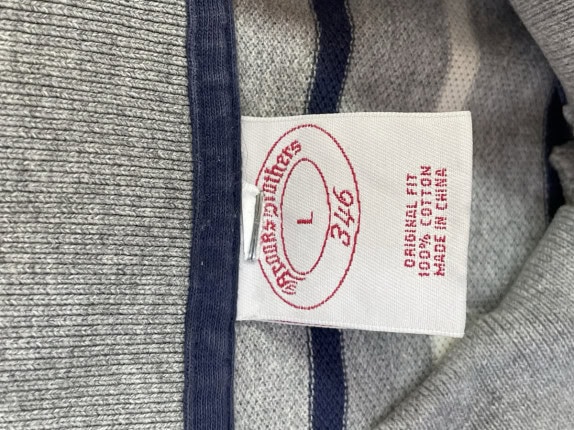 BROOKS BROTHERS POLO SHIRT STRIPED GREY BLUE ANTRIKO PRE OWNED L