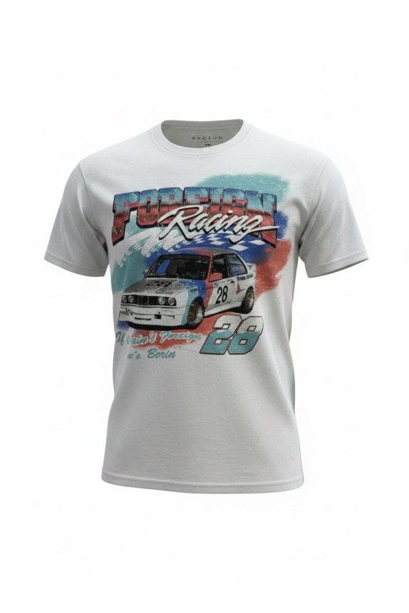 PACSUN GRAPHIC TEE RACING GREY MENS PRE OWNED S