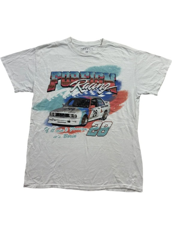PACSUN GRAPHIC TEE RACING GREY MENS PRE OWNED S