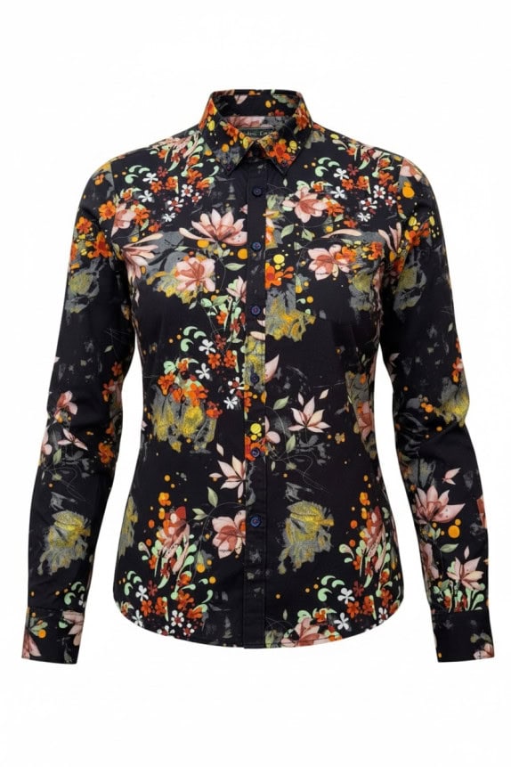 PAISLEY G RAY SHIRT FLORAL BLACK WOMANS PRE OWNED M