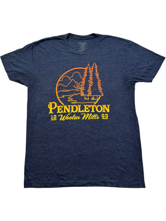 PENDLETON T-SHIRT SPELLOUT LOGO BLUE UNISEX M