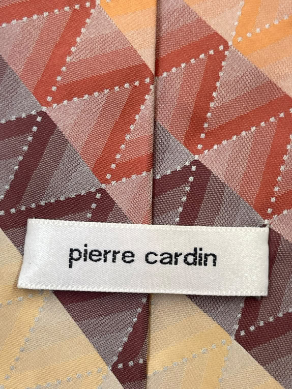 PIERRE CARDIN ΓΡΑΒΑΤΑ RETRO GEOMETRIC ΚΑΦΕ ΜΠΕΖ ΑΝΤΡΙΚΟ PRE OWNED