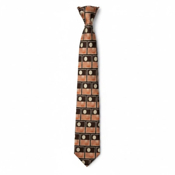 PIERRE CARDIN NECKTIE VINTAGE RETRO BROWN ORANGE MEN PRE OWNED