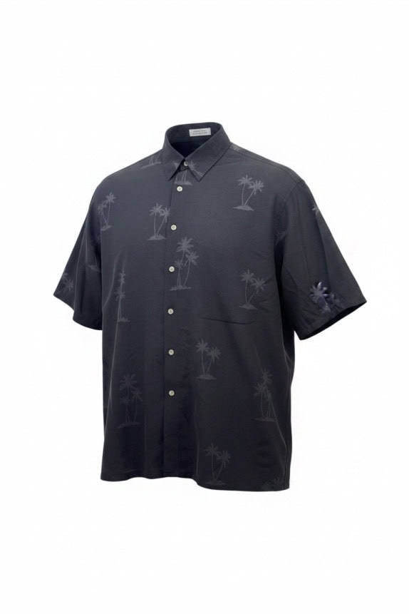 PIERRE CARDIN SHORT SLEEVE SHIRT GRAPHIC FADED BLACK MEN PRE OWNED L