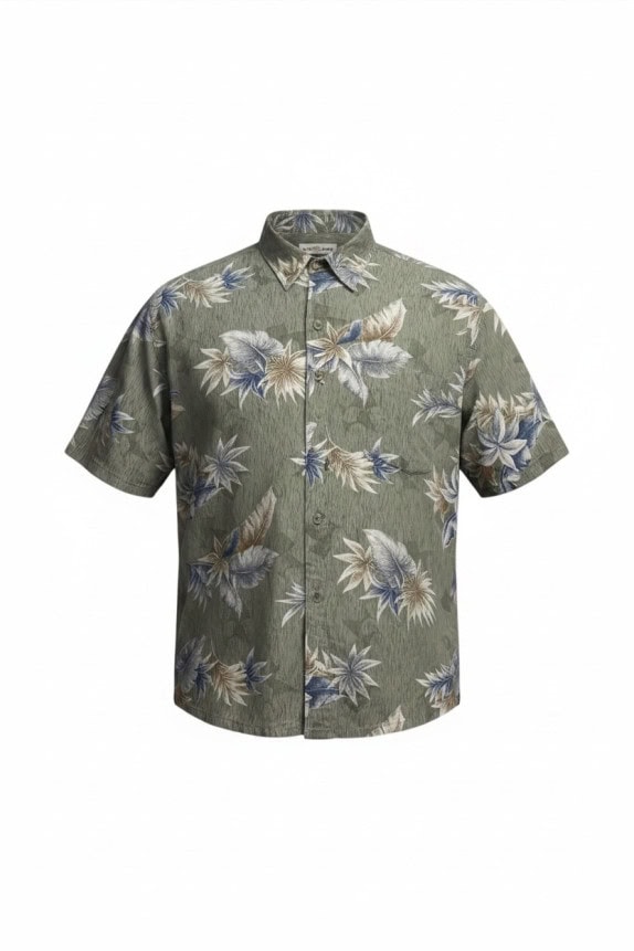 PIERRE CARDIN ΚΟΝΤΟΜΑΝΙΚΟ ΠΟΥΚΑΜΙΣΟ RETRO FLORAL OLIVE ΑΝΤΡΙΚΟ PRE OWNED L