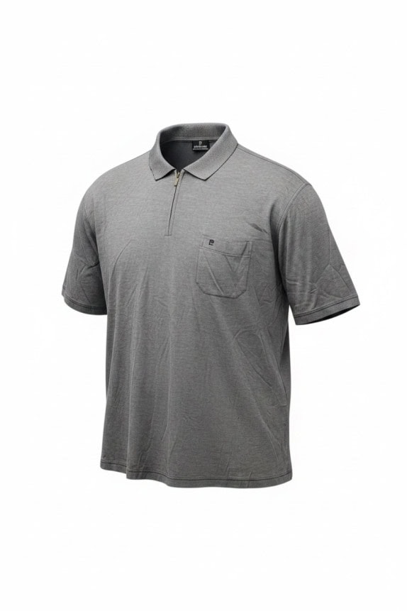 PIERRE CARDIN ZIP POLO SHIRT MINIMAL GREY MENS PRE OWNED XL
