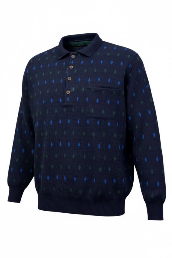 PIERRE CARDIN POLO IN MAGLIA VINTAGE NAVY UOMO PRE OWNED L