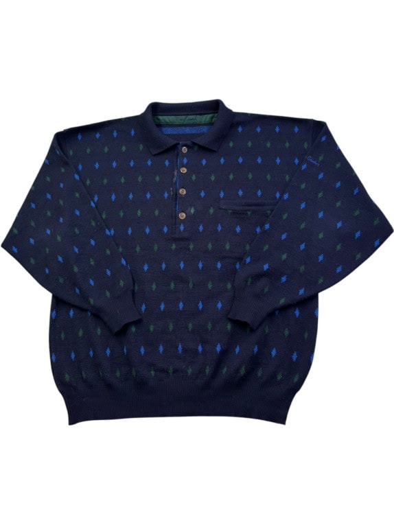 PIERRE CARDIN POLO IN MAGLIA VINTAGE NAVY UOMO PRE OWNED L