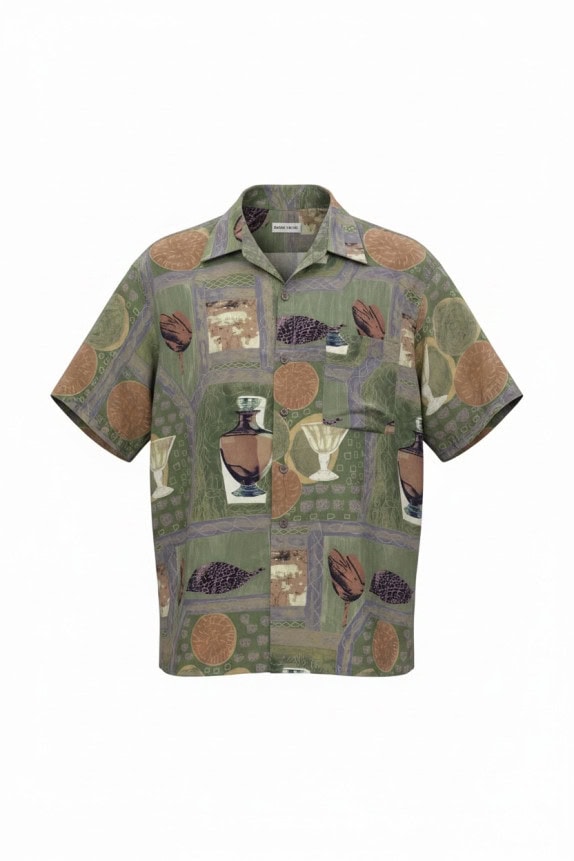 PIERRE CARDIN SHIRT VINTAGE GRAPHIC GREEN MEN PRE OWNED XL
