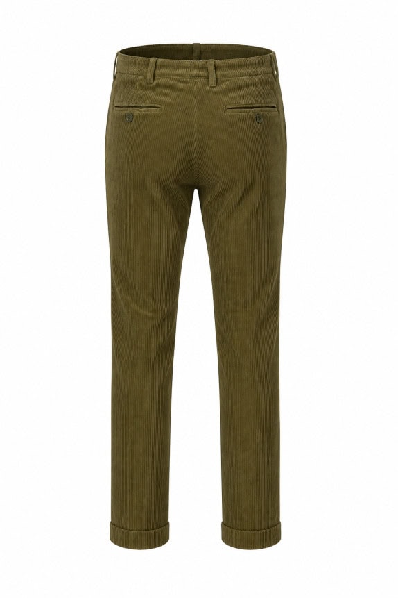 90S PIOMBO CORDUROY TROUSERS MINIMAL OLIVE MEN PRE OWNED L