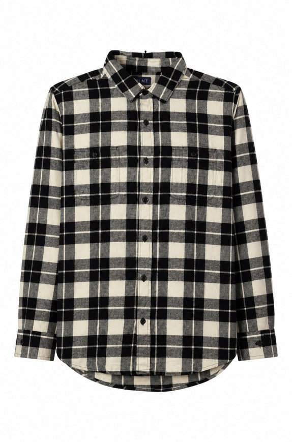 PLACER ΠΟΥΚΑΜΙΣΟ PLAIN CHECK ΜΑΥΡΟ ΑΝΤΡΙΚΟ PRE OWNED L