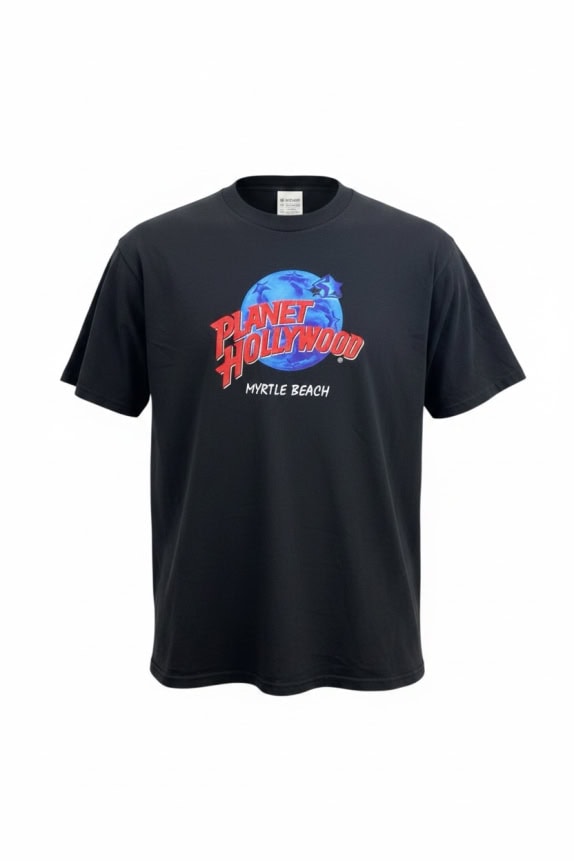 PLANET HOLLYWOOD T-SHIRT 90s MYRTLE BEACH LOGO ΜΑΥΡΟ UNISEX XL