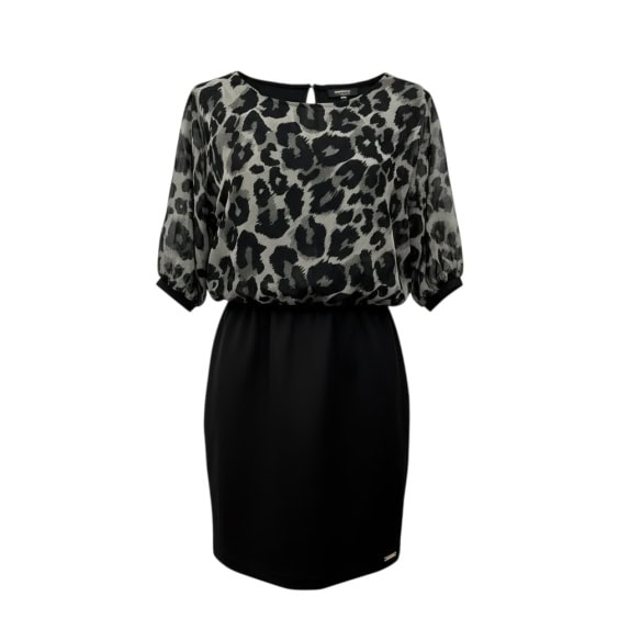 Plasmenco Abito Casual Animal Print Logo Nero da Donna