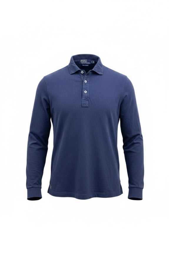 POLO BY RALPH LAUREN polo a maniche lunghe Custom Slim Fit con logo blu unisex M preowned