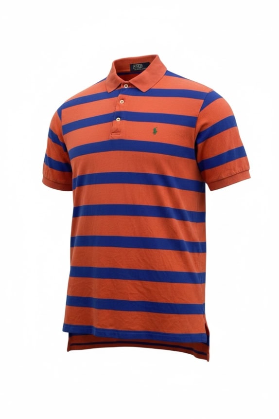 POLO BY RALPH LAUREN POLO SHIRT VINTAGE WITH STRIPES AND EMBROIDERED LOGO ORANGE-BLUE UNISEX M