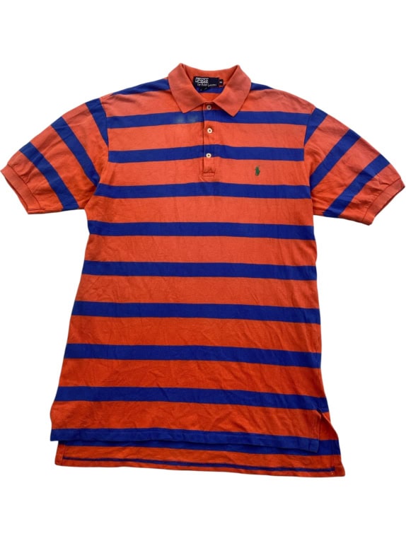 POLO BY RALPH LAUREN ΜΠΛΟΥΖΑ POLO VINTAGE ΜΕ ΡΙΓΕΣ ΚΑΙ ΚΕΝΤΗΜΕΝΟ ΛΟΓΟΤΥΠΟ ΠΟΡΤΟΚΑΛΙ-ΜΠΛΕ UNISEX M