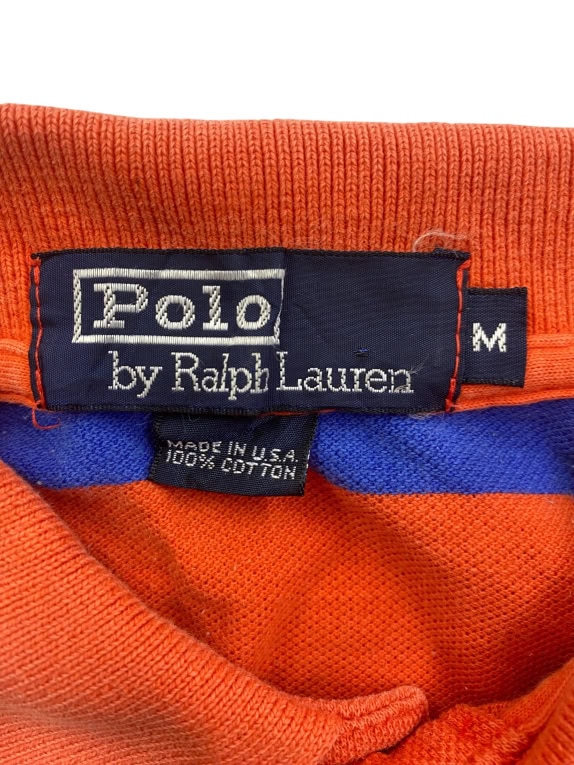 POLO BY RALPH LAUREN ΜΠΛΟΥΖΑ POLO VINTAGE ΜΕ ΡΙΓΕΣ ΚΑΙ ΚΕΝΤΗΜΕΝΟ ΛΟΓΟΤΥΠΟ ΠΟΡΤΟΚΑΛΙ-ΜΠΛΕ UNISEX M