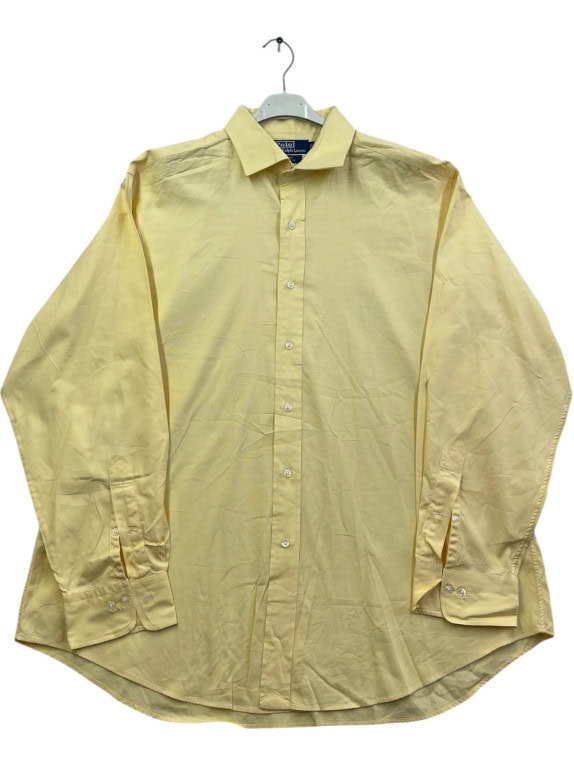 POLO BY RALPH LAUREN CAMICIA BUTTON DOWN CLASSICA GIALLO CHIARO UOMO PRE OWNED XL