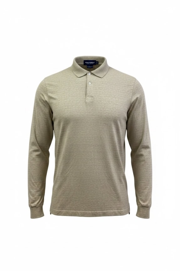 POLO GOLF RALPH LAUREN POLO A MANICHE LUNGHE 100% COTONE PIMA BEIGE UNISEX L
